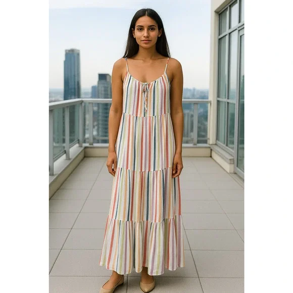 Old Navy Dresses Old Navy Striped Tiered Maxi Dress Womens